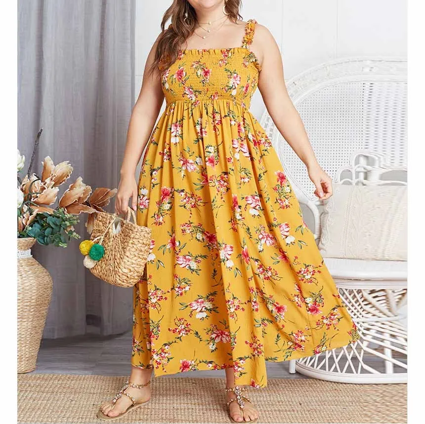 2019 4Xl Plus Size Women Boho Dress Summer A-Line Pleated Printed Dress Spaghetti Straps Ruffled Long Beach Dress
2019 4Xl Plus Size Women Boho Dress Summer A-Line Pleated Printed Dress Spaghetti Straps Ruffled Long Beach Dress