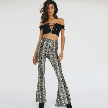 Thefound Fashion Women Casual Snake Skin Python Printed High Waist Elastic Bell Bottoms Pants
Thefound Fashion Women Casual Snake Skin Python Printed High Waist Elastic Bell Bottoms Pants