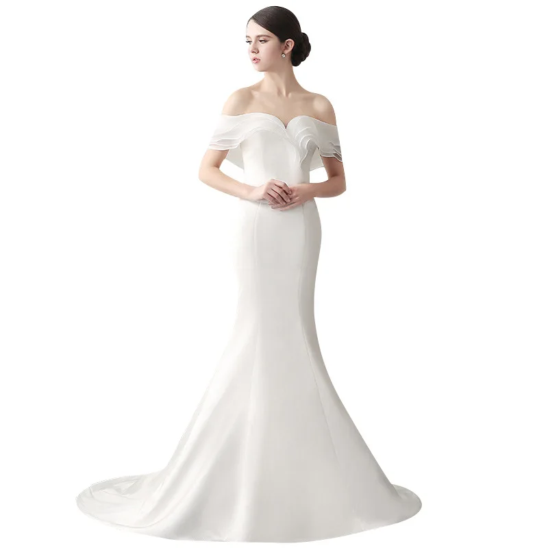 Fashion White Wedding Dresses Mermaid 2019 Simple Satin Tailing Host Dress Female Long Dress for Wedding Party Women
Fashion White Wedding Dresses Mermaid 2019 Simple Satin Tailing Host Dress Female Long Dress for Wedding Party Women