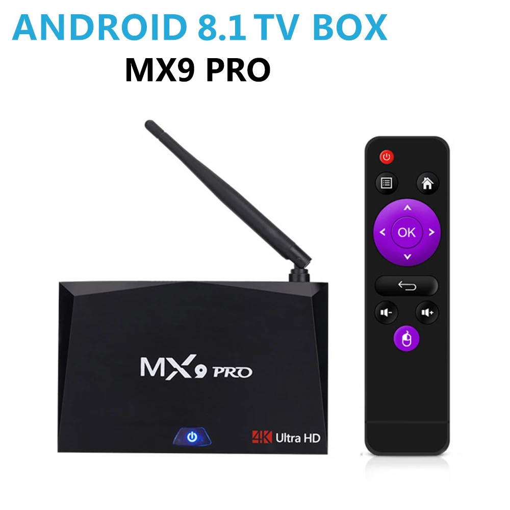 MX9 Pro 4GB RAM 32GB ROM Android 8.1 TV Box RK3328 Quad Core WiFi Bluetooth USB 3.0 Media Player H.265 4K HD Smart Set Top Box
MX9 Pro 4GB RAM 32GB ROM Android 8.1 TV Box RK3328 Quad Core WiFi Bluetooth USB 3.0 Media Player H.265 4K HD Smart Set Top Box