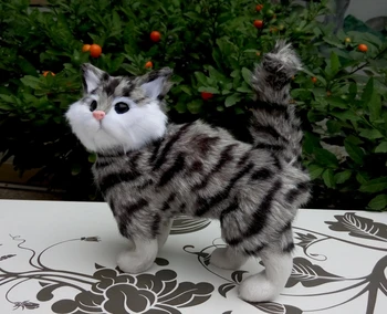 cute simulation standing cat toy resin&fur gray stripe cat model gift 18x17cm 0941
cute simulation standing cat toy resin&fur gray stripe cat model gift 18x17cm 0941