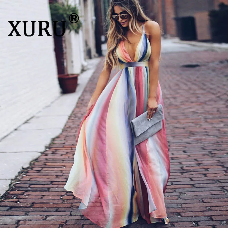 XURU New Summer Women's Print Chiffon Dress Open Back Cross Strap Bohemian Large Long Dress
XURU New Summer Women's Print Chiffon Dress Open Back Cross Strap Bohemian Large Long Dress