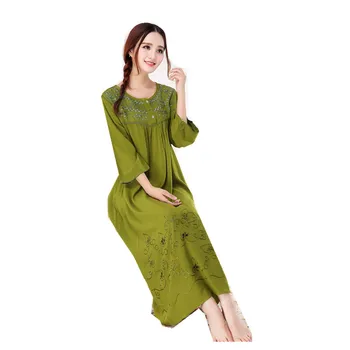 Lady Sexy Sleepwear Flower Nightdress Long Nightgown Casual Home Dressing Gown O-Neck Green Nightwear Cotton Negligee Sleepshirt
Lady Sexy Sleepwear Flower Nightdress Long Nightgown Casual Home Dressing Gown O-Neck Green Nightwear Cotton Negligee Sleepshirt