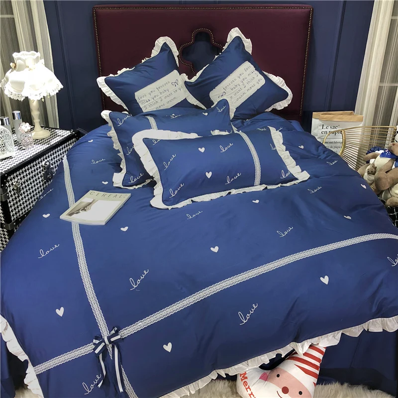 Luxury Egypt Cotton Elegant Blue Ruffles Bedding Set Embroidery Bowknot Duvet cover Bed Sheet Pillowcases Queen King Size 4/6/7P
Luxury Egypt Cotton Elegant Blue Ruffles Bedding Set Embroidery Bowknot Duvet cover Bed Sheet Pillowcases Queen King Size 4/6/7P