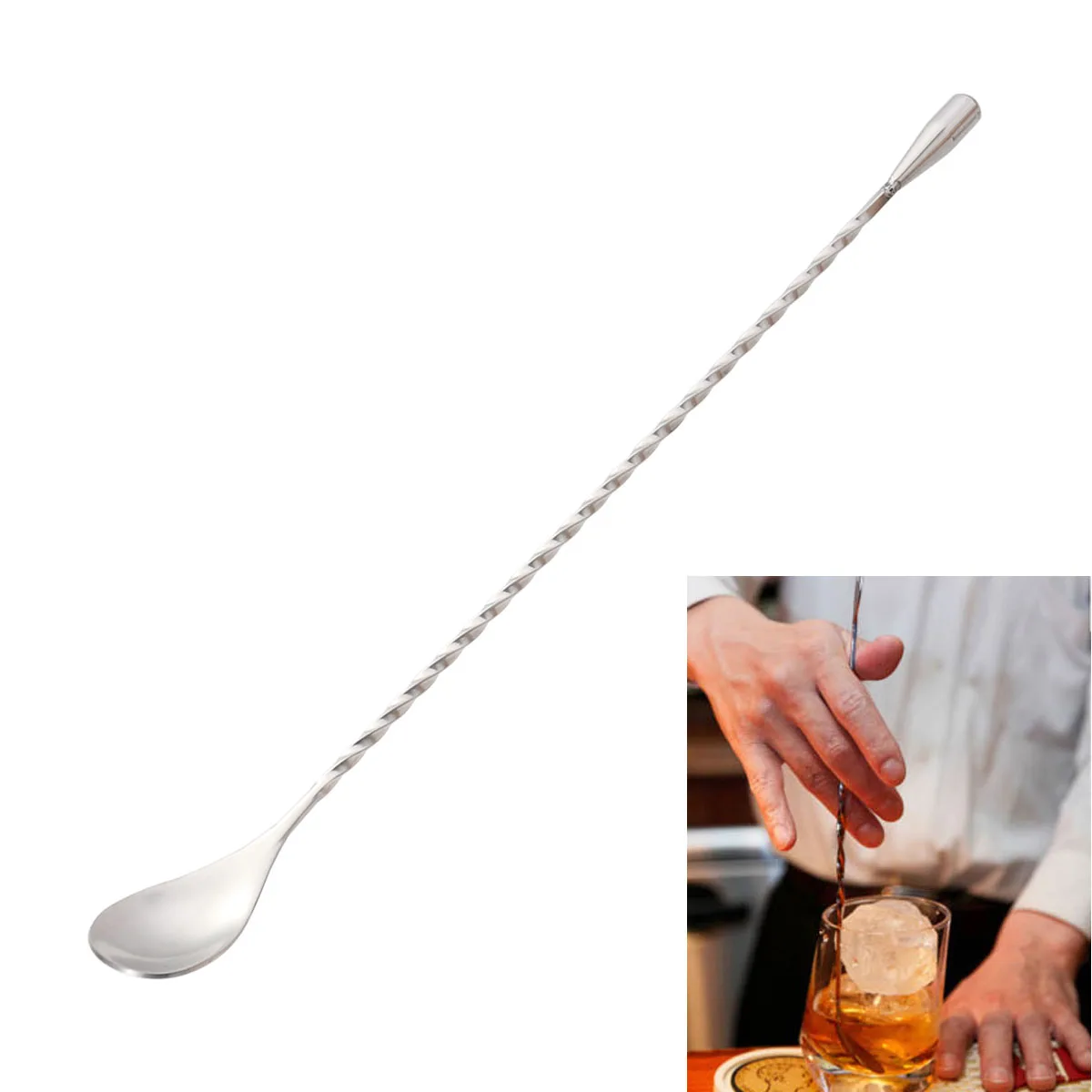 304 Stainless Steel Cocktail Picks Threaded Bar Spoon Swizzle Stick Long Bar Tea Stirring Cocktail Twisted Bartender Tool - 31cm
304 Stainless Steel Cocktail Picks Threaded Bar Spoon Swizzle Stick Long Bar Tea Stirring Cocktail Twisted Bartender Tool - 31cm