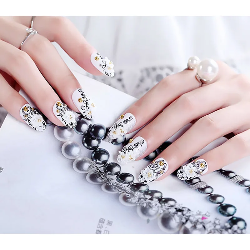 Women Simple Fashion Artificial Nail Long Size Full Cover Nail Art Tips with Glue Ladies Flower Design Luxury Fake Nails
Women Simple Fashion Artificial Nail Long Size Full Cover Nail Art Tips with Glue Ladies Flower Design Luxury Fake Nails