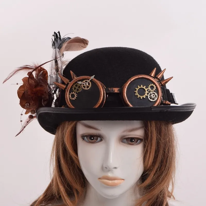 Cosplay&ware Steampunk Hat Bowler Feathers Gear Glasses Gothic Victorian Cosplay Fedora Top Heawear 16 Cosplay&ware Steampunk Hat Bowler Feathers Gear Glasses Gothic Victorian Cosplay Fedora Top Heawear -Zentai shop online