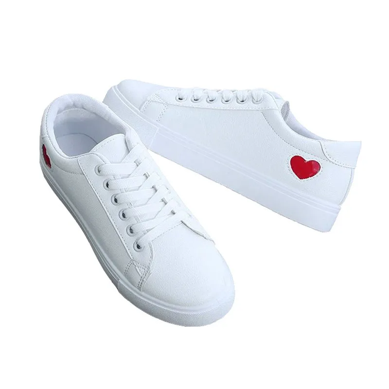 Women White Shoes Female Spring Autumn PU Casual Vulcanized Shoes Heart Lace-Up Fashion Street Clapper Shoe Red Silver Sneakers
Women White Shoes Female Spring Autumn PU Casual Vulcanized Shoes Heart Lace-Up Fashion Street Clapper Shoe Red Silver Sneakers