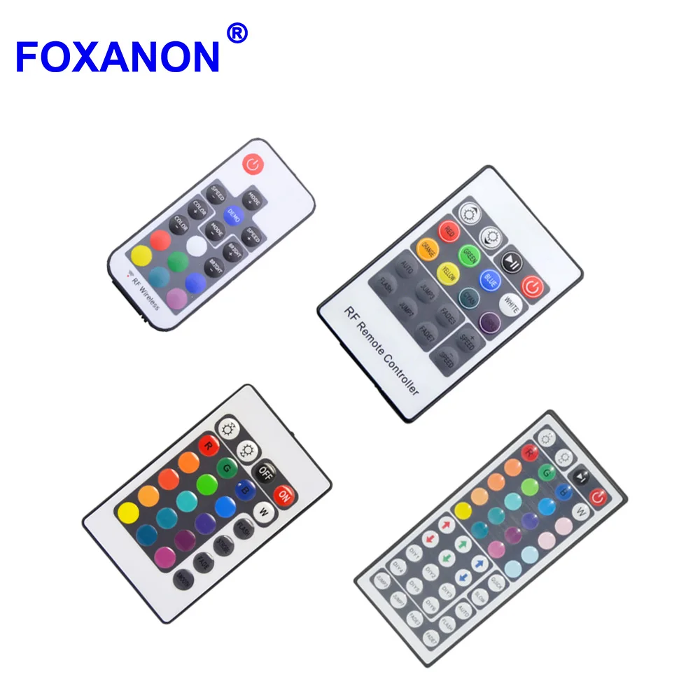 Foxanon RGB 44 key / 24 key IR Remote Controller Dimmer IR Infrared RF Wireless 17key 20key Control Box Controller for RGB strip
Foxanon RGB 44 key / 24 key IR Remote Controller Dimmer IR Infrared RF Wireless 17key 20key Control Box Controller for RGB strip