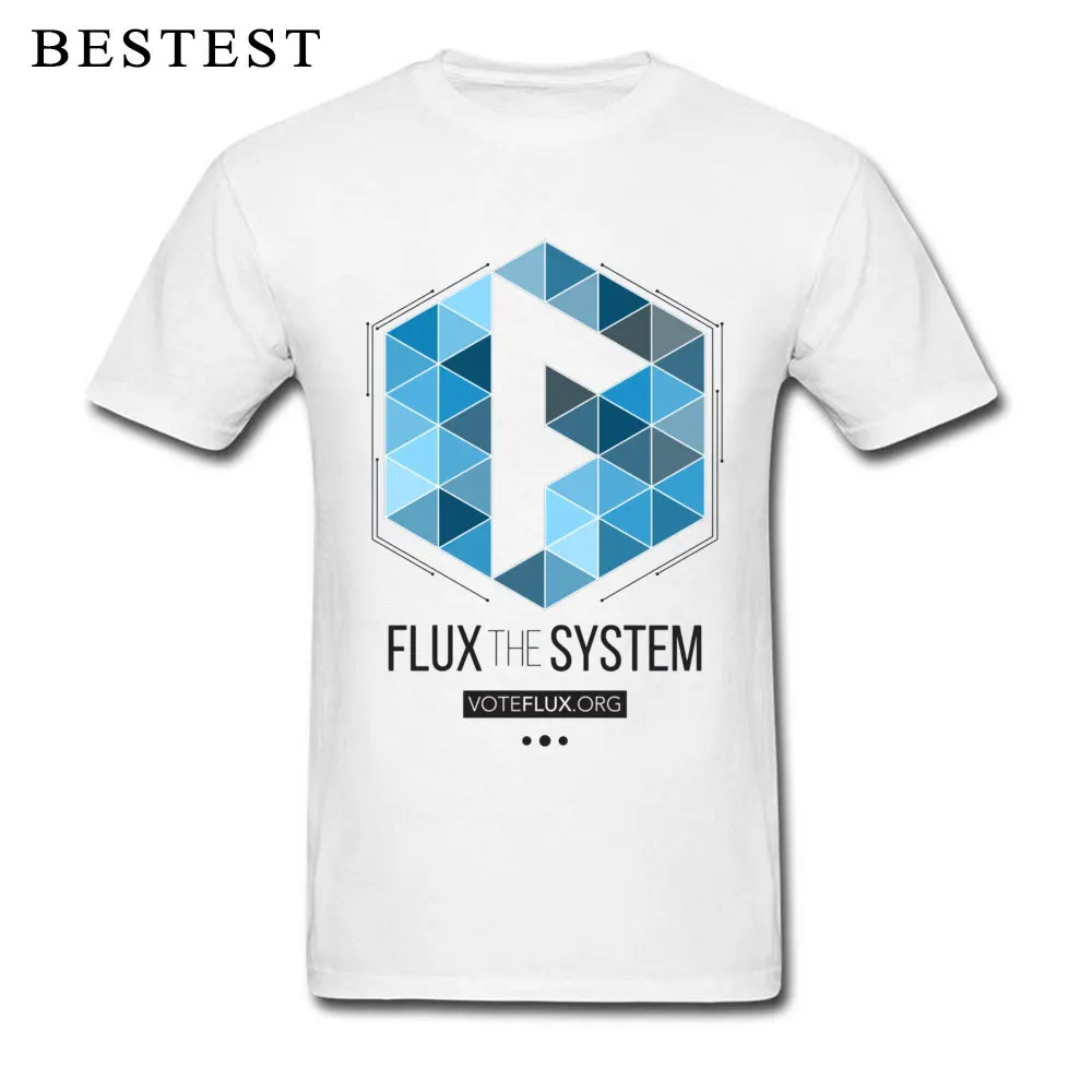Flux the System 7225 Cotton Fabric Tops Shirts for Men Classic T Shirt Print Graphic Round Neck Tops Shirt Short Sleeve Flux the System 7225 white