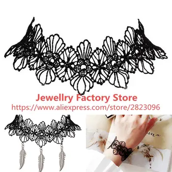 300pcs/lot Fashion Women Black Lace Choker Necklace Alloy Feather Pendant Choker Necklace Lace Bracelet Wholesale Jewelry
300pcs/lot Fashion Women Black Lace Choker Necklace Alloy Feather Pendant Choker Necklace Lace Bracelet Wholesale Jewelry