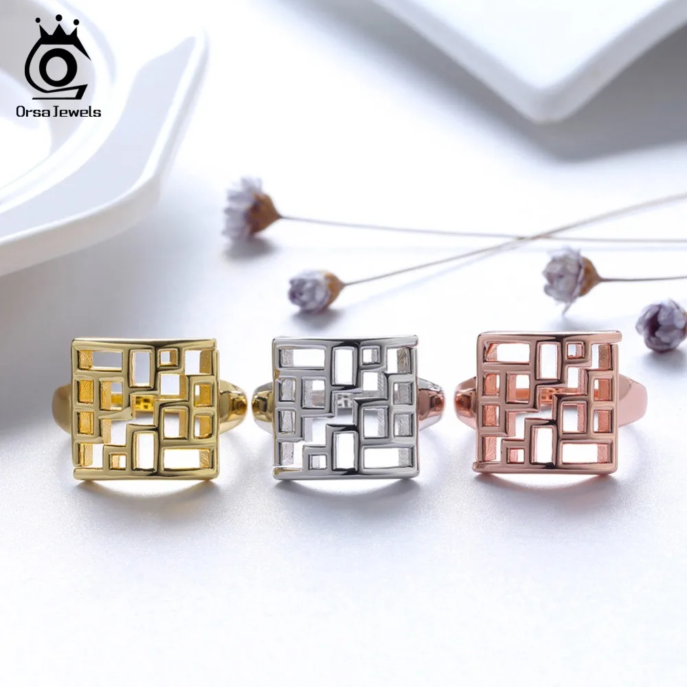 ORSA JEWELS Ring For Women Hollowed Splicing Flower Window Pattern High Polished 3 Colors Girl Adjustable Rings Jewelry OR160
ORSA JEWELS Ring For Women Hollowed Splicing Flower Window Pattern High Polished 3 Colors Girl Adjustable Rings Jewelry OR160
