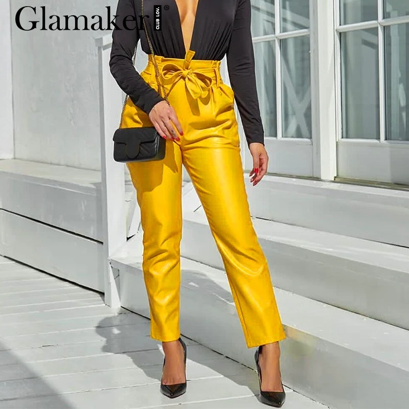 Glamaker Sexy loose leather harem pants women Streetwear high waist party pants Spring summer fashion belt long pants bottoms
Glamaker Sexy loose leather harem pants women Streetwear high waist party pants Spring summer fashion belt long pants bottoms