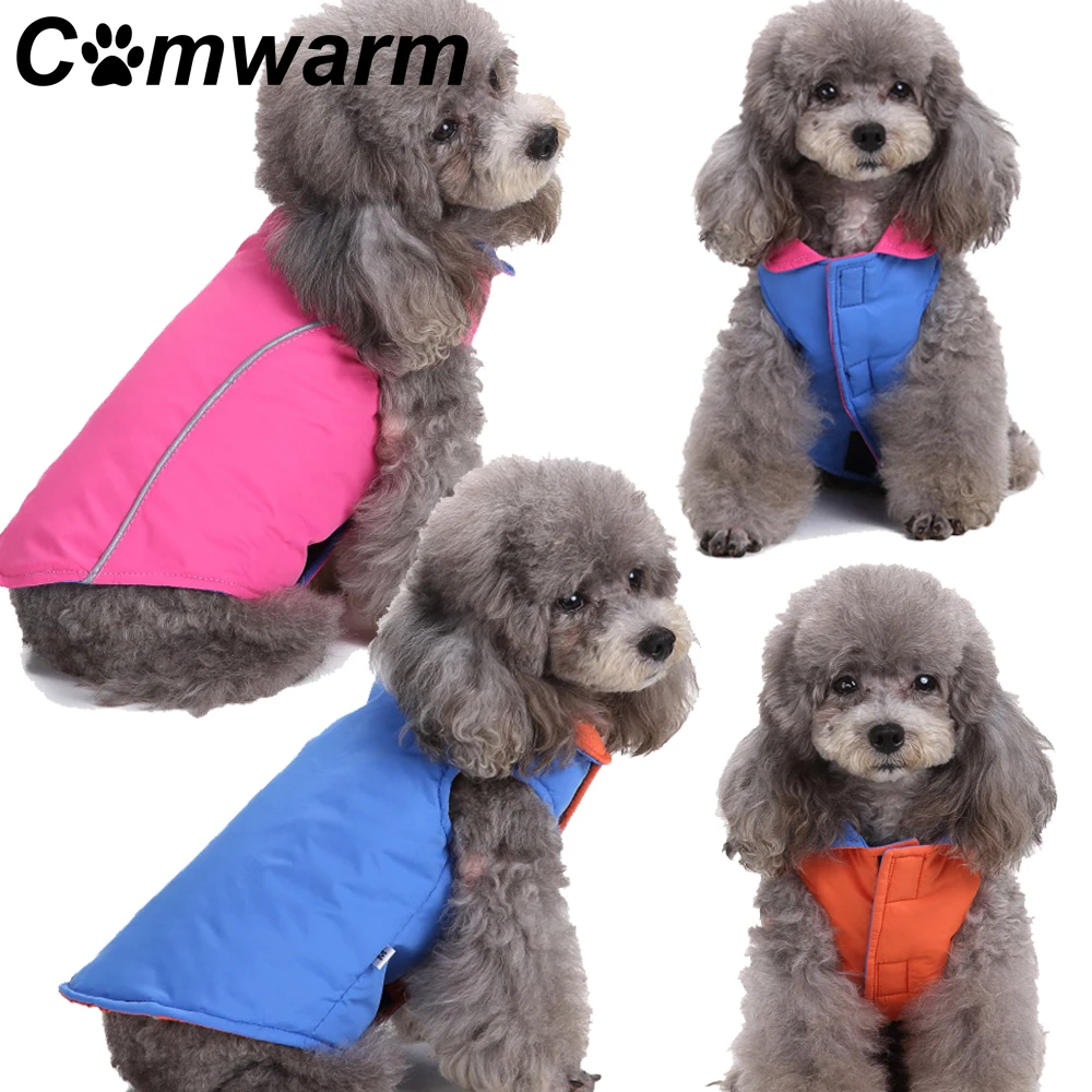 Comwarm зимняя Двусторонняя куртка для собак Дизайнерские теплые клетчатые пальто