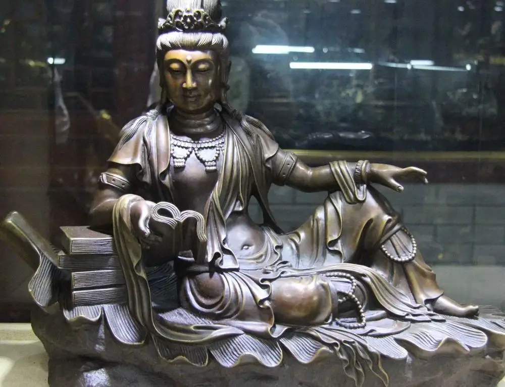 China Copper Bronze Read Book freedom Kwan-Yin GuanYin Bodhisattva Buddha Statue
China Copper Bronze Read Book freedom Kwan-Yin GuanYin Bodhisattva Buddha Statue