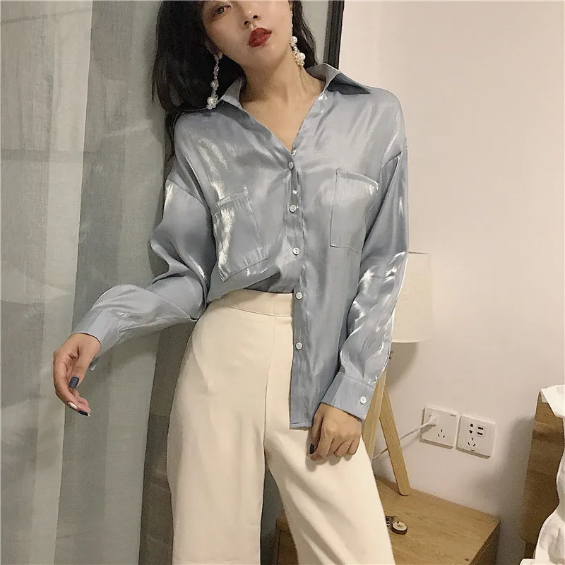 Blouse Women Long Sleeve Satin Shirts Blouse Female Office Button Down Chemise Tops 2019 new Vintage Streetwear
Blouse Women Long Sleeve Satin Shirts Blouse Female Office Button Down Chemise Tops 2019 new Vintage Streetwear