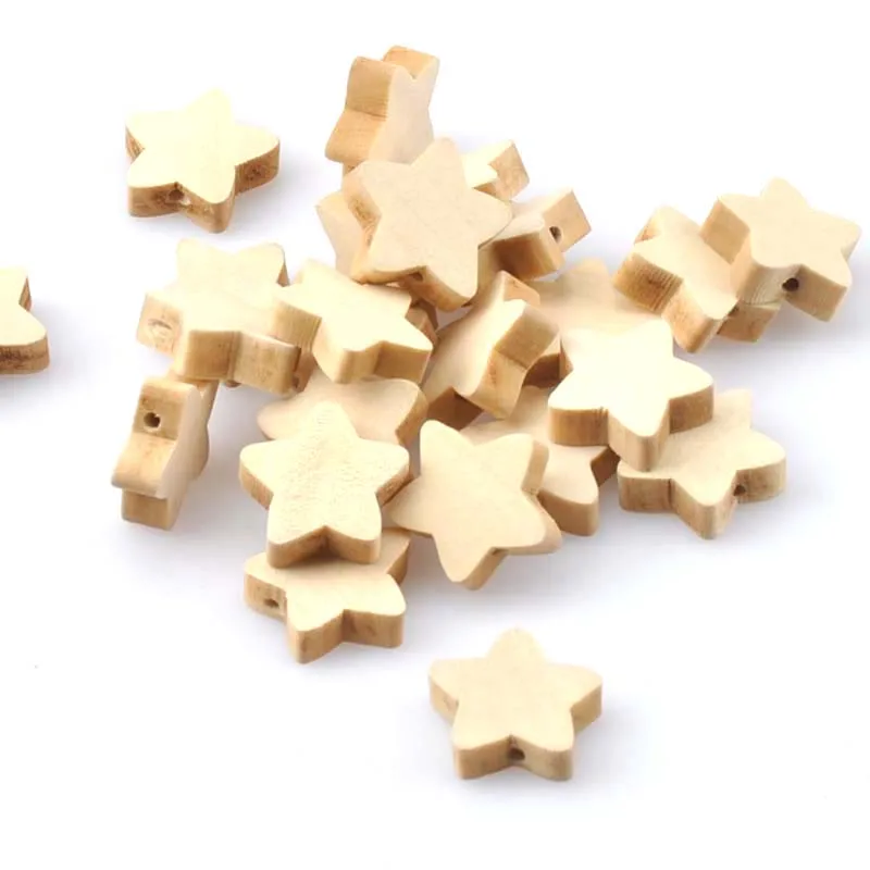 Бусины из натурального дерева со звездами 19 мм 50 шт.|beads for kids|wooden beadswooden beads kids |