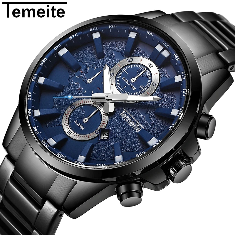 TEMEITE 2018 Top Brand Luxury Quartz Watch Men Blue Dial Date Display Stainless Steel Strap Fashion Dress Wrist Watches for Man
TEMEITE 2018 Top Brand Luxury Quartz Watch Men Blue Dial Date Display Stainless Steel Strap Fashion Dress Wrist Watches for Man