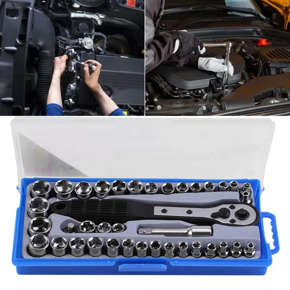 38 Pcs Craftsman Multi-functional 3/8 inch Ratchet Driver Socket Wrench Tool Set Drive Socket Adapter Reducer Converter
38 Pcs Craftsman Multi-functional 3/8 inch Ratchet Driver Socket Wrench Tool Set Drive Socket Adapter Reducer Converter