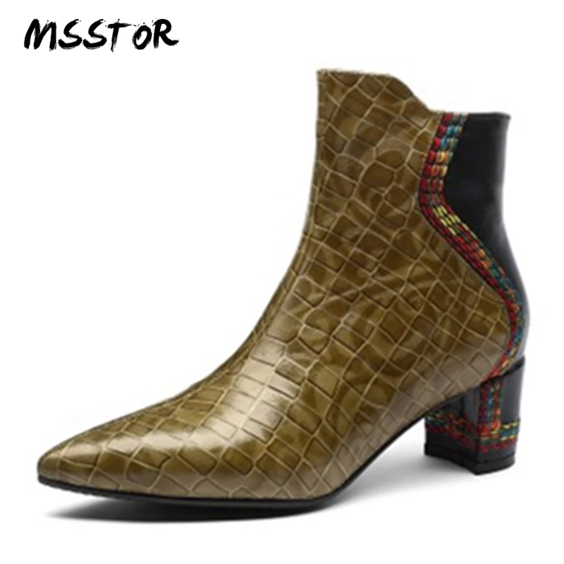 MSSTOR Mixed Colors Sewing Ankle Boots Women Plus Size Women 33-43 Thick Heels Plush Women Winter Shoes Pointed Toe Boots Heels
MSSTOR Mixed Colors Sewing Ankle Boots Women Plus Size Women 33-43 Thick Heels Plush Women Winter Shoes Pointed Toe Boots Heels