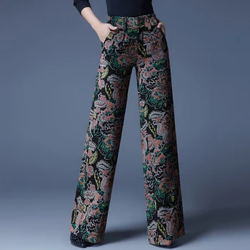Autumn Winter Fashion Women Flower Pattern High Elastic Waist Wide Leg Trousers , Fall Patchwork Dobby Loose Pants For Woman
Autumn Winter Fashion Women Flower Pattern High Elastic Waist Wide Leg Trousers , Fall Patchwork Dobby Loose Pants For Woman