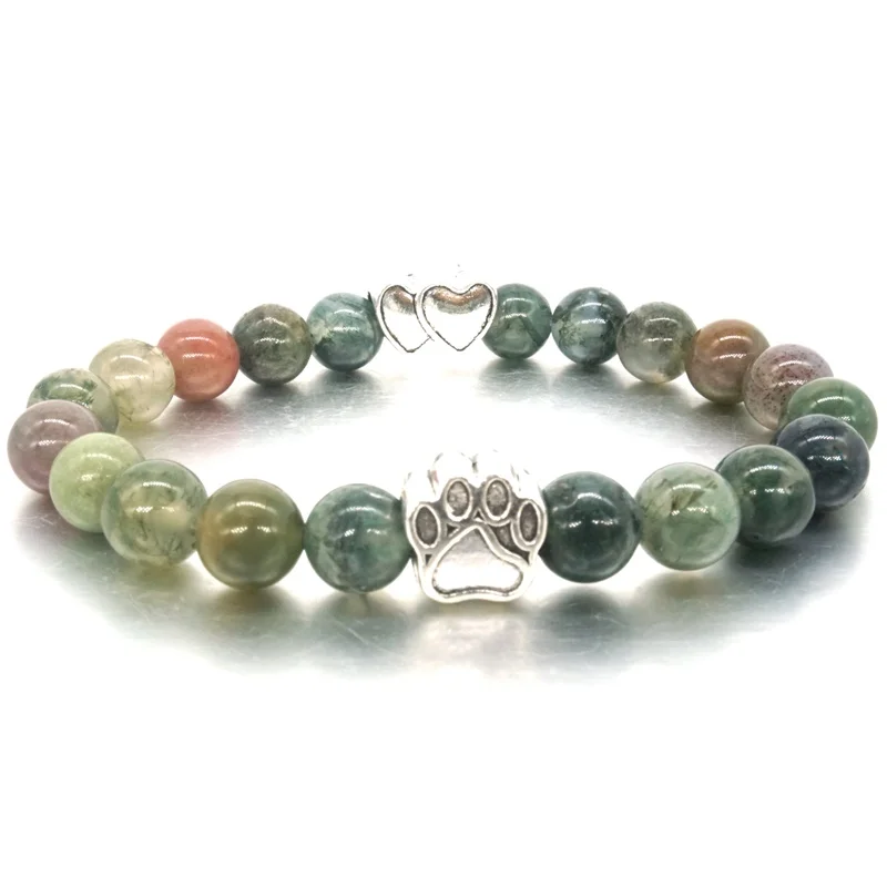 18 Colors 8mm Natural Stone Beads Bracelets Double Hearts Dog Cat Footprint Paw Charms Bracelet Pet Lover Strench Jewelry
18 Colors 8mm Natural Stone Beads Bracelets Double Hearts Dog Cat Footprint Paw Charms Bracelet Pet Lover Strench Jewelry