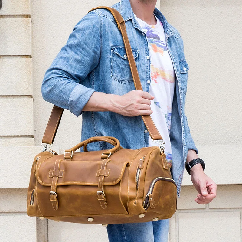 Men Genuine Leather Travel Duffel Bag With Shoe Pocket 20" Real Leather Weekend Bag Vintage Crazy Horse leather Messenger Bag
Men Genuine Leather Travel Duffel Bag With Shoe Pocket 20" Real Leather Weekend Bag Vintage Crazy Horse leather Messenger Bag