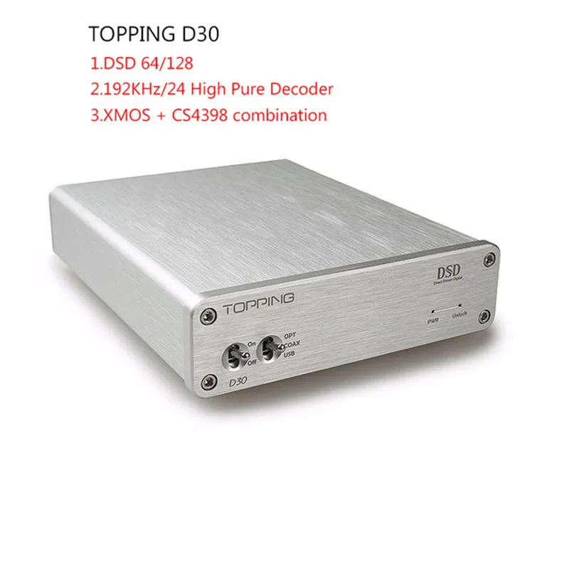 USB DAC 2017 New TOPPING D30 DSD64/128 Audio High Performance Pure Decoder Coaxial Optical Fiber Chip XMOS CS4398 24Bit 192KHz
USB DAC 2017 New TOPPING D30 DSD64/128 Audio High Performance Pure Decoder Coaxial Optical Fiber Chip XMOS CS4398 24Bit 192KHz