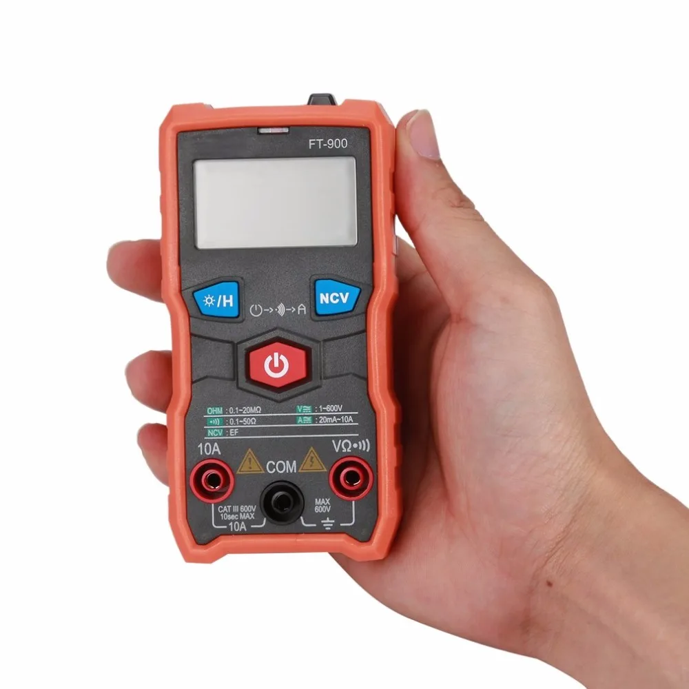FT-900 NCV Digital LCD Backlight Multimeter AC/DC Voltmeter Ammeter Auto Range Continuity Resistence Tester Data Hold
FT-900 NCV Digital LCD Backlight Multimeter AC/DC Voltmeter Ammeter Auto Range Continuity Resistence Tester Data Hold