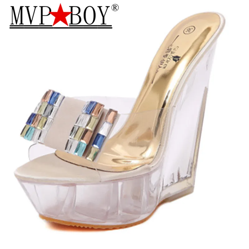 MVP BOY Summer Women Shoes Special Crystal Wedges with Flower Female Waterproof Anti-skid Slippers Thick Sexy High-heeled 15CM
MVP BOY Summer Women Shoes Special Crystal Wedges with Flower Female Waterproof Anti-skid Slippers Thick Sexy High-heeled 15CM