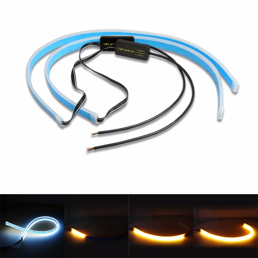 2x 30cm 45cm 60cm Double Colors DRL Daytime Running Lights Flexible LED TubeTear Strip Flow Amber Turn Signal Brake Lamps
2x 30cm 45cm 60cm Double Colors DRL Daytime Running Lights Flexible LED TubeTear Strip Flow Amber Turn Signal Brake Lamps