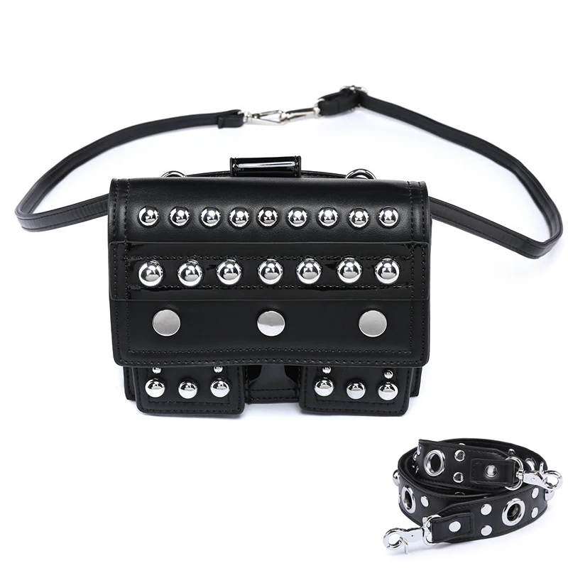 Steampunk Gothic Rivet Women Shoulder Bag Ladies Small PU Leather Waist Bags Solid Black Color Crossbody Gotica Messenger Bags
Steampunk Gothic Rivet Women Shoulder Bag Ladies Small PU Leather Waist Bags Solid Black Color Crossbody Gotica Messenger Bags