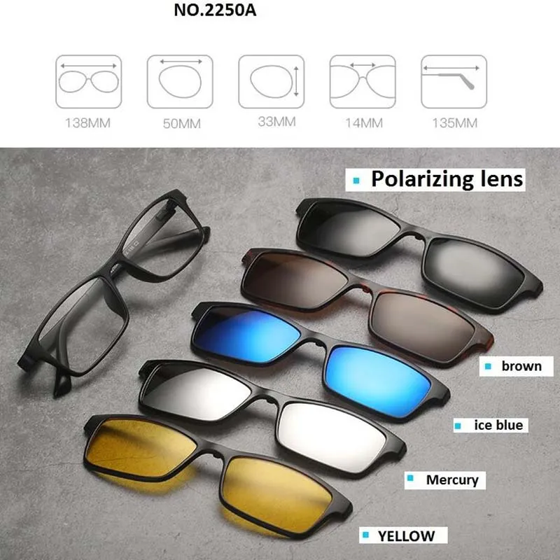 Очки солнцезащитные с клипсой для мужчин и женщин поляризационные зеркальные