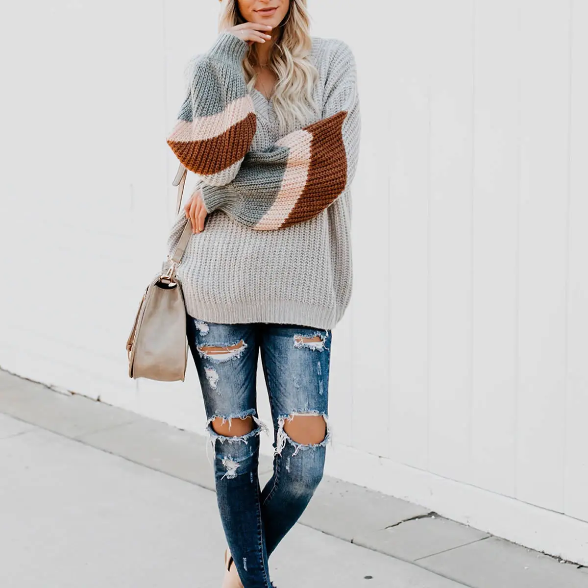 Women's Hand Knit Fashion Loose and Solid Autumn Winter Sweater Women's Long Sleeve Loose Sweater
Women's Hand Knit Fashion Loose and Solid Autumn Winter Sweater Women's Long Sleeve Loose Sweater