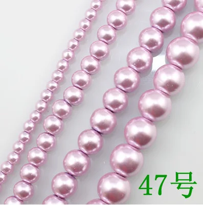 

4.6.8.10.12.14mm Pink Purple Round Glass Pearl Imitation Beads Loose Pearls for Bracelet DIY Jewelry Making GL-24