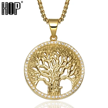 HIP Hop Bling Iced Out Pave Crystal Tree of Life Round Necklaces Gold Color Stainless Steel Necklaces & Pendants for Men Jewelry
HIP Hop Bling Iced Out Pave Crystal Tree of Life Round Necklaces Gold Color Stainless Steel Necklaces & Pendants for Men Jewelry