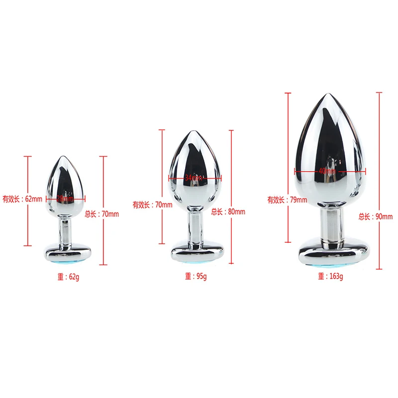 3pcs Shaped Heart Smooth Steel Metal Anal Plug Small-large-sized Jewelry Crystal Butt Beads Dildo Sex Toys For Men Women