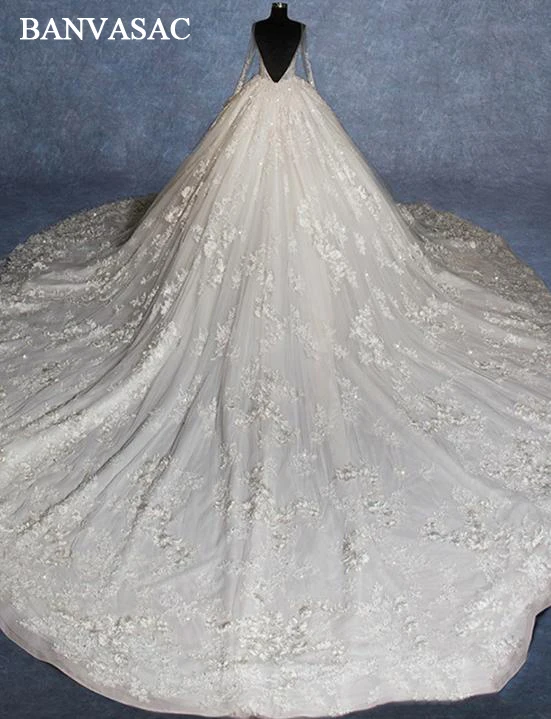 BANVASAC Real Photos V Neck Ball Gown Wedding Dresses Long Sleeve 2018 Plus Size Lace Appliques Cathedral Train Bridal Gowns
BANVASAC Real Photos V Neck Ball Gown Wedding Dresses Long Sleeve 2018 Plus Size Lace Appliques Cathedral Train Bridal Gowns