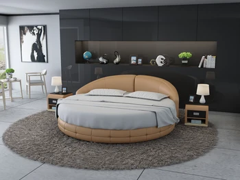 Modern Affordable High Quality Wooden Round Genuine Leather Bed 
Modern Affordable High Quality Wooden Round Genuine Leather Bed