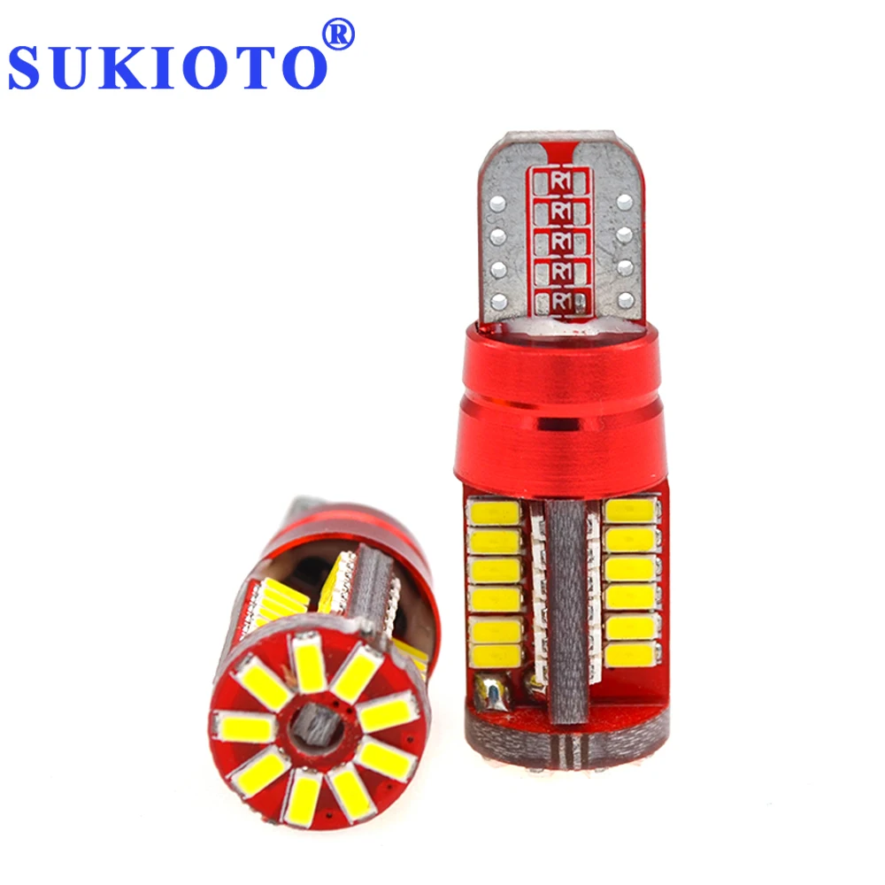 SUKIOTO 2PCS No Error T10 canbus LED bulb t10 W5W 194 canbus decoder LED lights white 12V car parking styling led lamp (2)