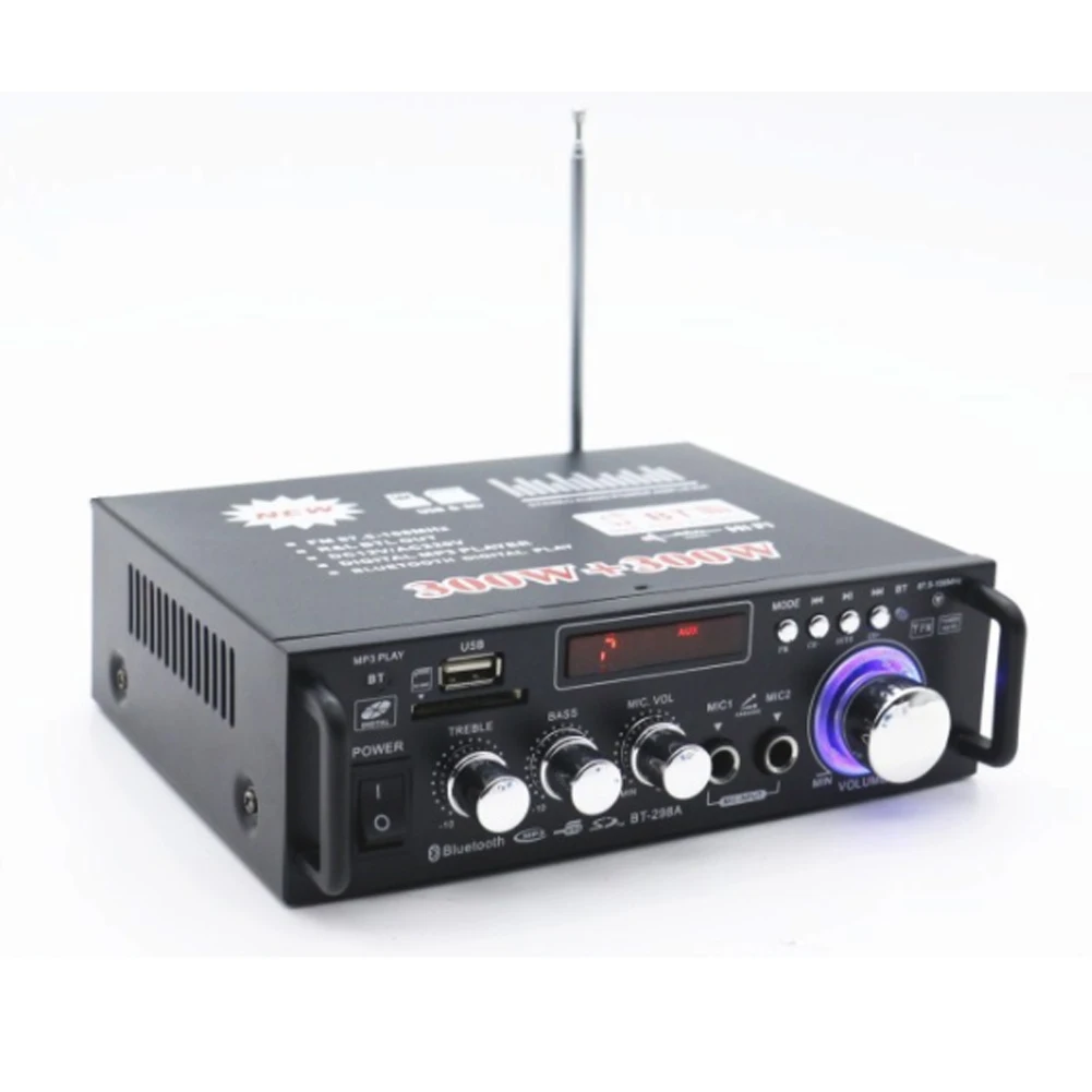 12V/ 220V BT-298A 2CH LCD Display Digital HIFI Audio Stereo Power Amplifier bluetooth FM Radio Car Home 600W with Remote Control
12V/ 220V BT-298A 2CH LCD Display Digital HIFI Audio Stereo Power Amplifier bluetooth FM Radio Car Home 600W with Remote Control