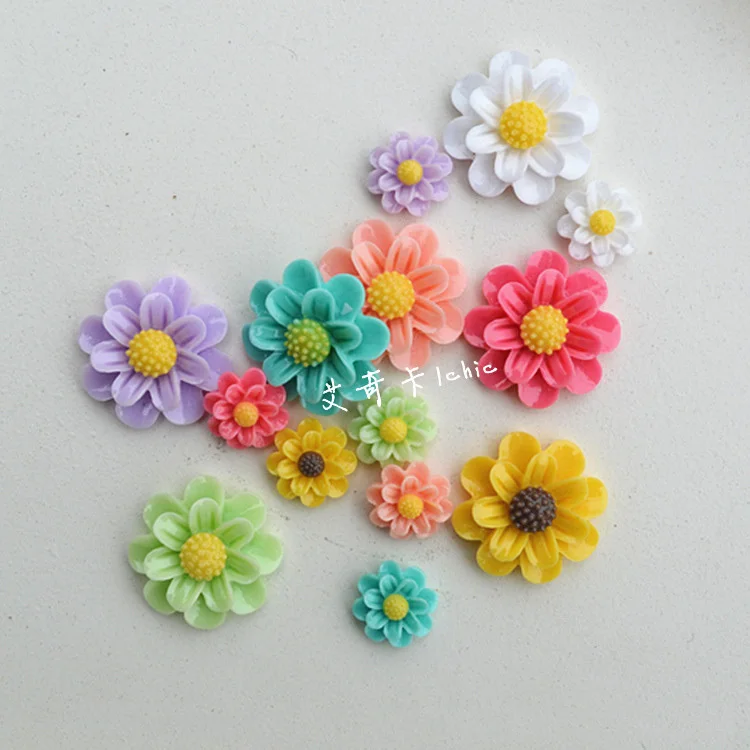 50pcs/lot 15mm+25mm cute colorful sunflower resin flat back cabochon for DIY phone,nail art decoration Jewelry Making Findings
50pcs/lot 15mm+25mm cute colorful sunflower resin flat back cabochon for DIY phone,nail art decoration Jewelry Making Findings