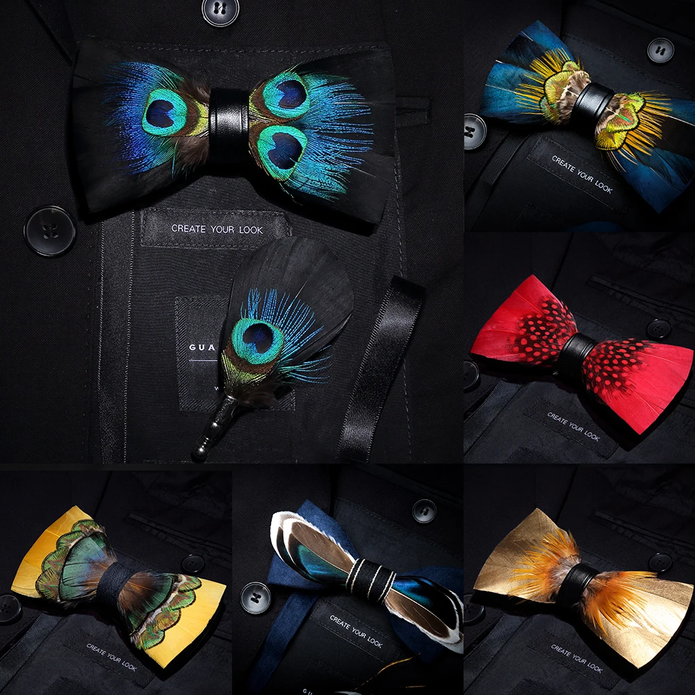 Фото Мужской кожаный регулируемый галстук бабочка KAMBERFT брендовый - купить