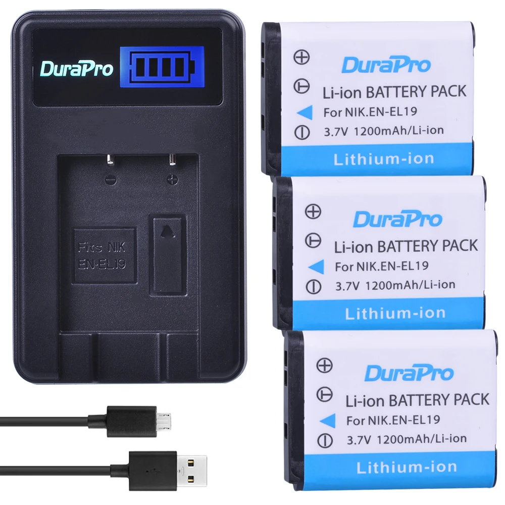 3PC EN-EL19 EN EL19 Rechargeable Camera Battery +LCD USB Charger for Nikon S2500 S100 S2600 S3100 S3200 S3300 S4100 S4200 S4300
3PC EN-EL19 EN EL19 Rechargeable Camera Battery +LCD USB Charger for Nikon S2500 S100 S2600 S3100 S3200 S3300 S4100 S4200 S4300