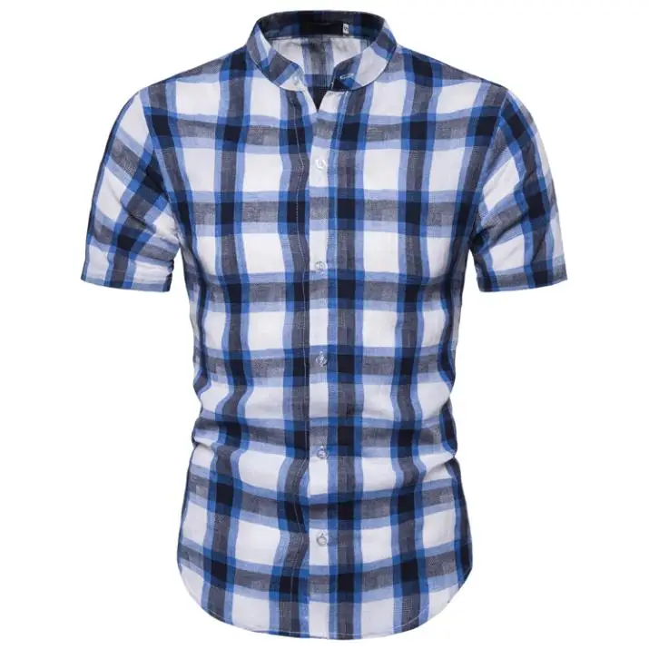 Social Shirts Men Stand collar Cotton Plaid Men's clothing Casual Shirt for Male Short-sleeved Blouse Men New
Social Shirts Men Stand collar Cotton Plaid Men's clothing Casual Shirt for Male Short-sleeved Blouse Men New