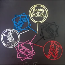 גליטר שמח יום הולדת עוגת טופר אקריליק מכתב זהב כסף עוגת למעלה דגל קישוט עבור ילד מסיבת יום הולדת אספקת חתונה(China)