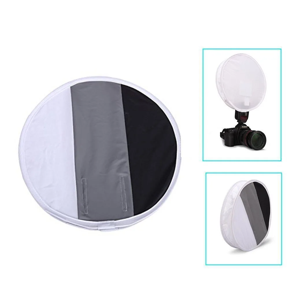 12"/30cm 3-Color Balanced Portable Mini Round Soft Box Diffuser Gray Card for Cannon/Nikon/Neewer/Yunnuo/Altura Flashes
12"/30cm 3-Color Balanced Portable Mini Round Soft Box Diffuser Gray Card for Cannon/Nikon/Neewer/Yunnuo/Altura Flashes