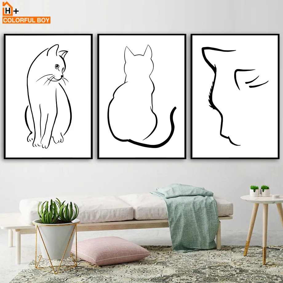 COLORFULBOY Cat Black White Wall Art Print Canvas Painting Animal Posters And Prints Wall Pictures For Living Room Decor
COLORFULBOY Cat Black White Wall Art Print Canvas Painting Animal Posters And Prints Wall Pictures For Living Room Decor