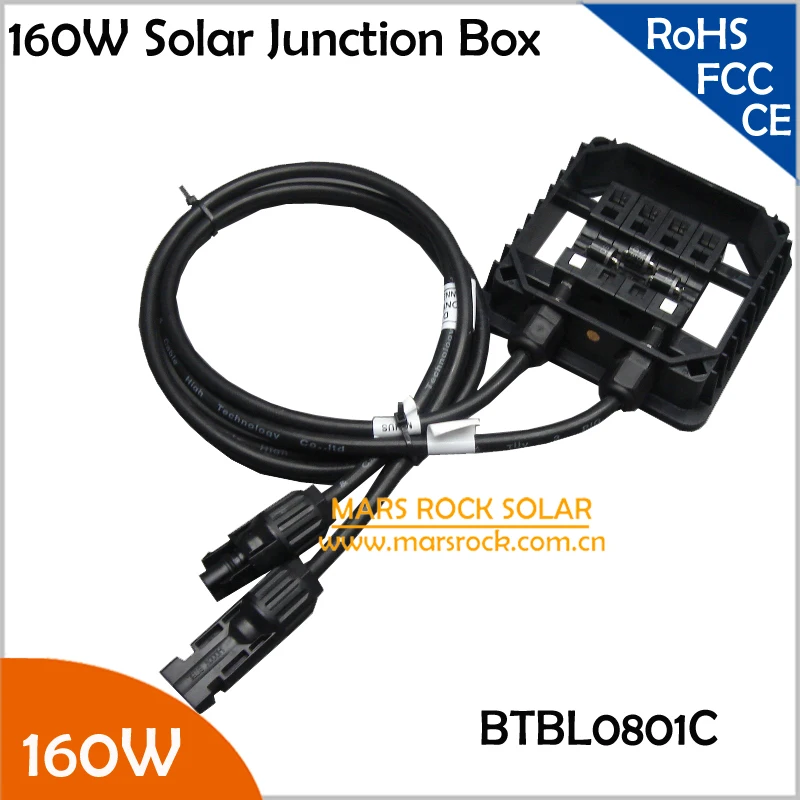 5pcs/Lot 10A 160W Solar Junction Box, IP65 Waterproof, with 3 Diodes(10A10), MC4 Connector, 90CM Cable, PV Terminal Box 160W
5pcs/Lot 10A 160W Solar Junction Box, IP65 Waterproof, with 3 Diodes(10A10), MC4 Connector, 90CM Cable, PV Terminal Box 160W
