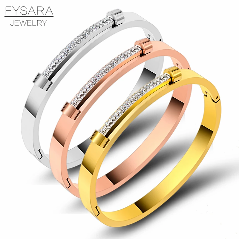 FYSARA Fashion Brand Zirconia Crystals Bangles Bracelets For Women Stainless Steel European Love Buckle Bangles Valentines Gift
FYSARA Fashion Brand Zirconia Crystals Bangles Bracelets For Women Stainless Steel European Love Buckle Bangles Valentines Gift